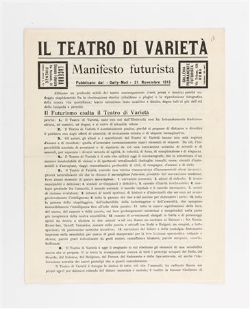 Filippo Tommaso Marinetti (rif.) - Il teatro di varietà. Manifesto futurista, 1913