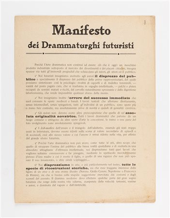 Filippo Tommaso Marinetti (rif.) - Manifesto dei Drammaturghi Futuristi, 1911