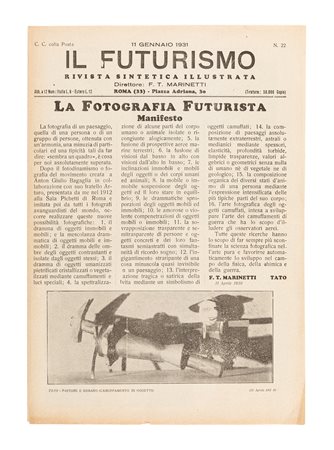 Filippo Tommaso Marinetti - Tato (Alessandria d’Egitto 1876-Bellagio 1944, Guglielmo Sansoni, Bologna 1896-Roma 1974)  - La fotografia futurista. Manifesto, 1931