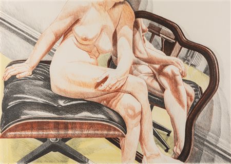 Philip Pearlstein (Pittsburgh 1924-Manhattan 2022)  - Nude on Eames Stool, with Mirror, 1977