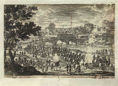 Pierre  Mariette (1603-1647)  - Ponte attraversato da cavalleria armata, 17th/18° secolo