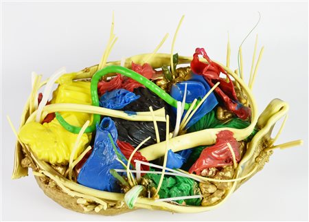 Alex Angi (1965) PLASTIC VIRUS materiali plastici colorati e assemblati, cm...