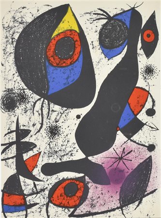 D'apres Joan Miro' SENZA TITOLO litografia a colori stampata da Jean Celesten...