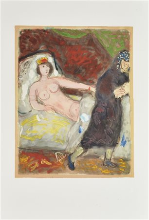 D'apres Marc Chagall JOSEPH ET LA FEMME DE PATIPHAR fotolitografia gravure su...
