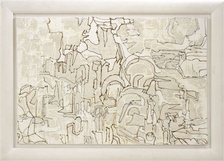 Paola Romano, Senza titolo, 2011, affresco polimaterico su tela, 80x120 cm,...
