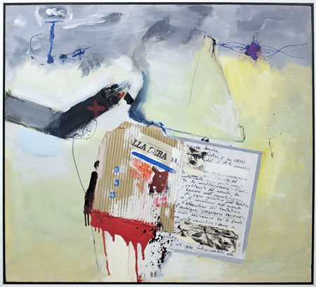 Giuseppe Biasio, Sangue, 2014, tecnica mista e collage su tela, 80x90 cm,...