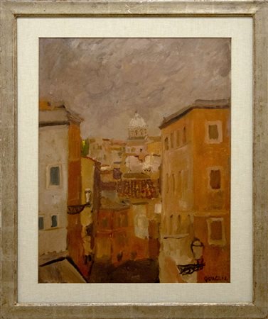 Carlo Quaglia, Senza titolo, anni Quaranta, olio su tela, 56x44 cm, firma...