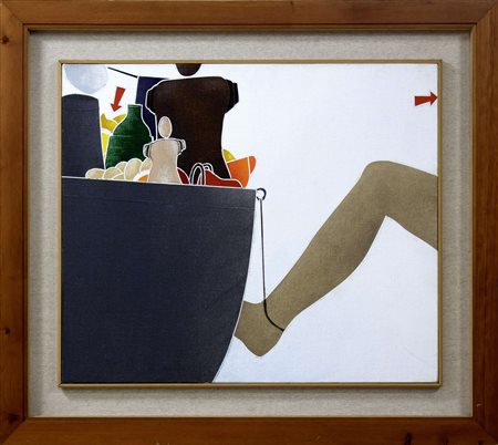Emilio Tadini, Culto, 1989, olio su tela, 60x70 cm, autentica a cura...