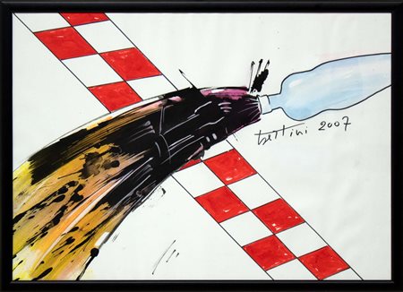 Gianni Bertini, Senza titolo, 2007, tecnica mista su carta, 50x70 cm,...