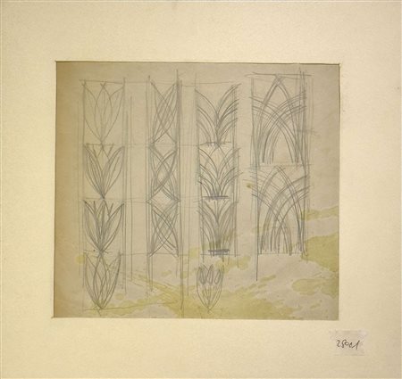 Fortunato Depero, Studio per fasce decorative, 1953/54, matita su carta,...