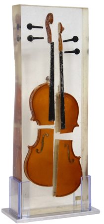 Fernandez Arman, Senza titolo, 2005, inclusione di violini, 72x26 cm, opera...