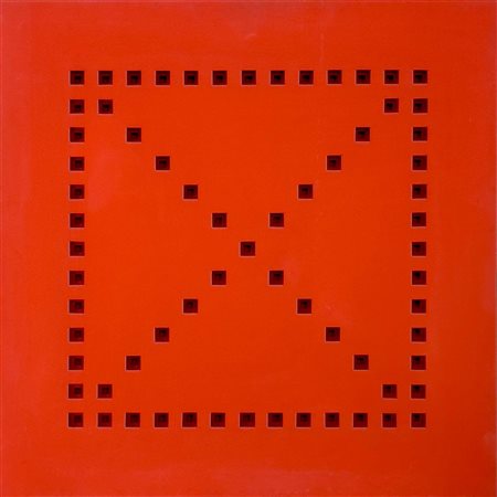 Vanna Nicolotti, Struttura, 1976, tela intagliata e dipinta, 70x70 cm,...