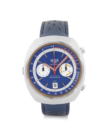 HEUERHEUER MONTREAL CRONOGRAFO DEL 1974 CA.Cassa tonneau in acciaio con...