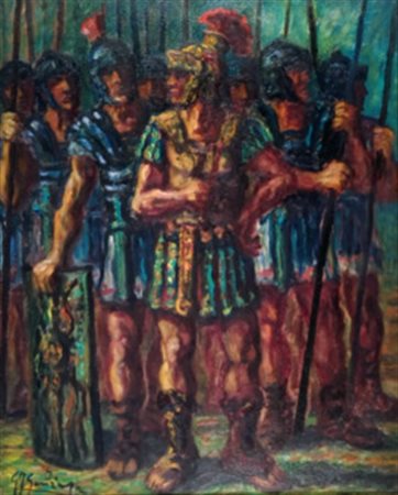 GONZAGA GIOVAN FRANCESCO milano (milano) 1902 I Legionari 1968 Olio su tela...