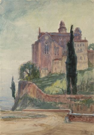 FRANCESCO MENNYEY<BR>Torino 1889 - 1950<BR>"Chiesa sulla scogliera"