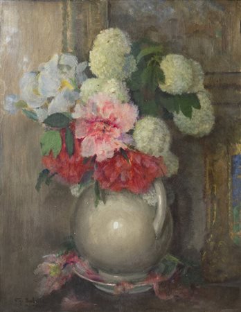 GIUSEPPE SOBRILE<BR>Torino 1879 - 1956 Forno Alpi Graie (TO)<BR>"Vaso di fiori" 1948