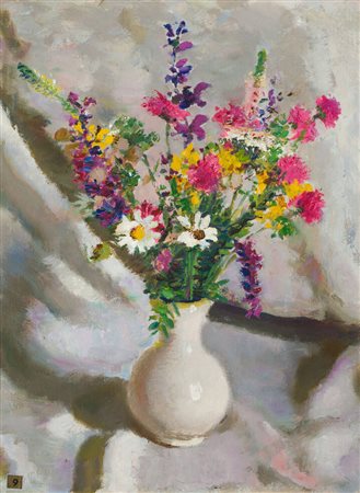 ATTILIO BOZINO<BR>Sostegno (VC) 1890 - 1973 Torino<BR>"Fiori di campo" 1953