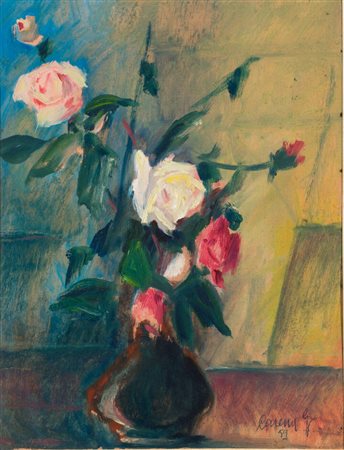 GIOVANNI CARENA<BR>Airasca (TO) 1915 – Pinerolo (TO) 1990<BR>"Vaso di fiori" 1959