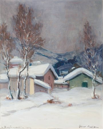 FELICE VELLAN<BR>Torino 1889 - 1976<BR>"A Bardonecchia" 1952