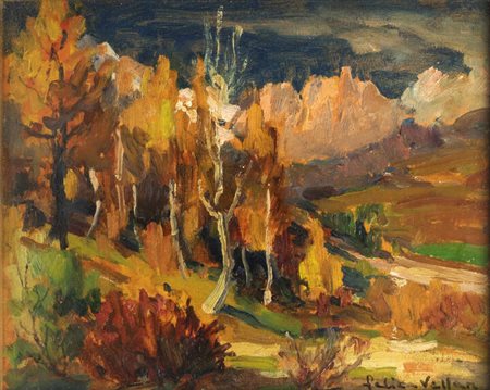 FELICE VELLAN<BR>Torino 1889 - 1976<BR>"Autunno a Bardonecchia"