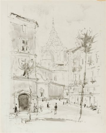 MASSIMO QUAGLINO<BR>Refrancore (AT) 1899 - 1982 Torino<BR>"Veduta dal Duomo di Torino"