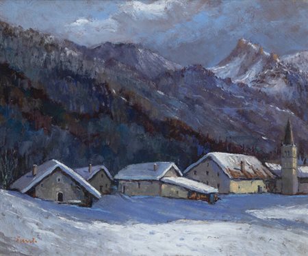 CLAUDIO FASSIO<BR>Santa Caterina di Rocca d'Arazzo (AT) 1946<BR>"Prima neve al Melezet" 2022