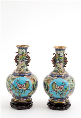 Pair of cloisonne' vases
