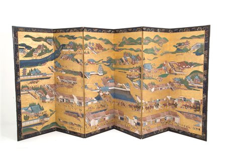 Screen "LANDSCAPE WITH SCENES OF ORIENTAL LIFE"