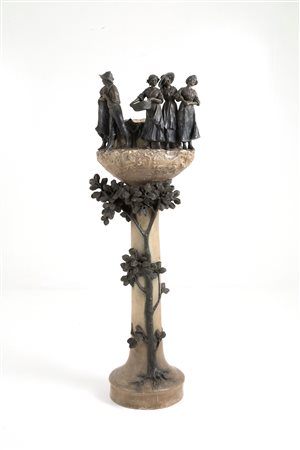 Column with terracotta vase