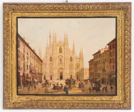Painting "SCENE OF LIFE IN PIAZZA DUOMO IN MILAN"