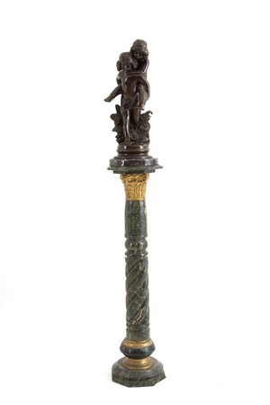 Bronze sculpture "CHILDREN PLAYING" on column