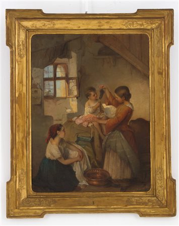 Painting "INTERIOR WITH LITTLE GIRLS"