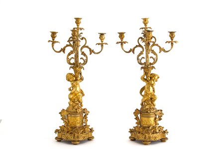 Pair of bronze candelabra