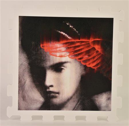 Omar Galliani NUOVI ANGELI stampa UV su FX high quality bianco, cm 21x21x1,3;...