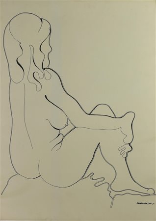 Alberto Maria Sirio NUDO, 1970 inchiostro nero su carta, cm 72x50 firma e...