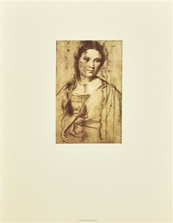 RITRATTO DI GIOVANE DONNA DI TIZIANO riproduzione fotolitografica su carta,...