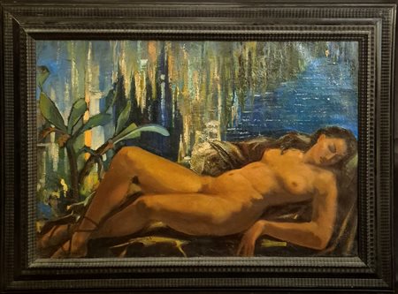 Elihu Vedder (New York 1836 – Roma 1923). Nudo femminile disteso.