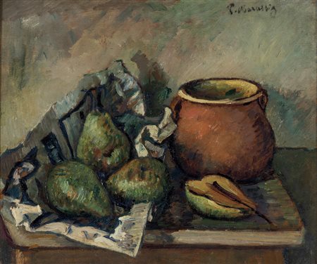 Piero Marussig 1879 Trieste-1937 Pavia Pere, 1930 circa olio su tavola Largh....