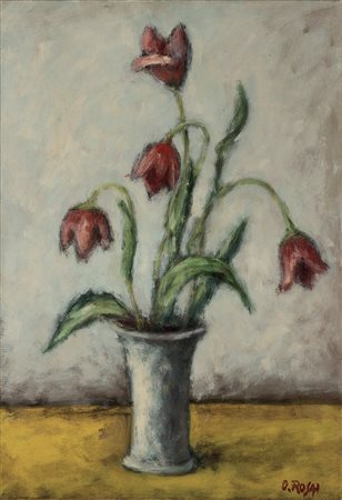 Ottone Rosai 1885 Firenze-1957 Ivrea Vaso con fiori, 1955 olio su tela Largh....