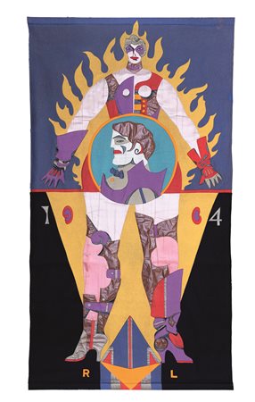 Richard Lindner 1901 Amburgo-1978 New York Banner No. 1, 1963 stoffa e seta...