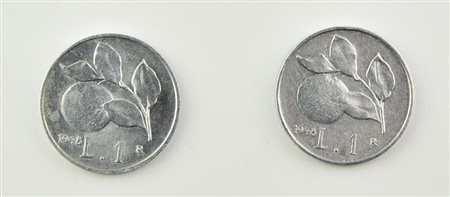 Lotto di due monete: 1 lira, Italia, Italma, 1948 Materiale: italma DIAM 21,6...