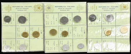 LOTTO DI MONETE composto da 3 blister contenenti 6 monete del 1977 ciascuno:...