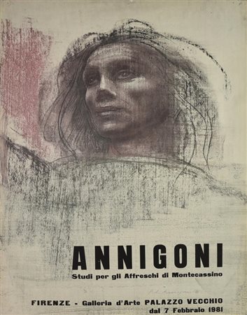 Pietro Annigoni MANIFESTO ANNIGONI edito in occasione della mostra Studi per...