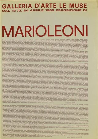 MARIO LEONI manifesto, 70x50cm Realizzato dalla galleria d'arte "Le Muse" per...