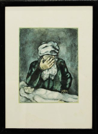 MARC CHAGALL, "Abraham Pleurant Sarah-Abramo che piange Sarah", 1931