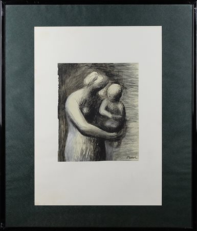 HENRY MOORE, " Tav. 46 Mother and child", 1982