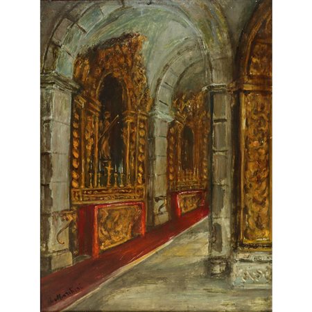 Salvatore Marchesi (Parma 1852-Parigi  1908)  - Interno di chiesa