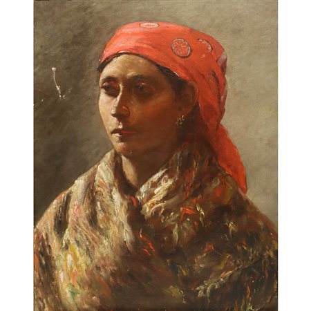 Donna con foulard rosso in testa, Fine 19° Secolo