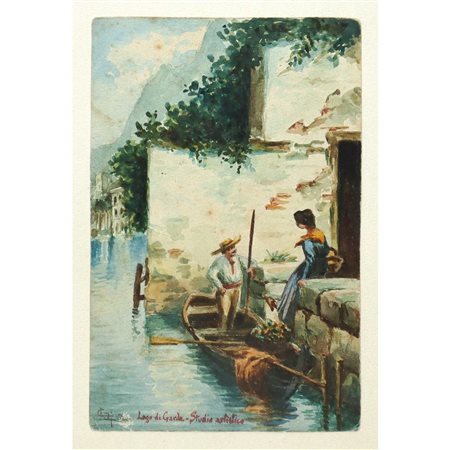 Luigi Gioli (San Frediano a Settimo 16 novembre 1855-Firenze  27 ottobre 1947)  - Lago di Garda-Studio Artistico