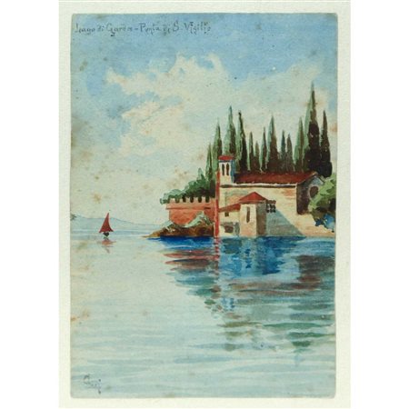 Luigi Gioli (San Frediano a Settimo 16 novembre 1855-Firenze  27 ottobre 1947)  - Lago di Garda-Punta di San Vigilio
